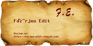 Fürjes Edit névjegykártya